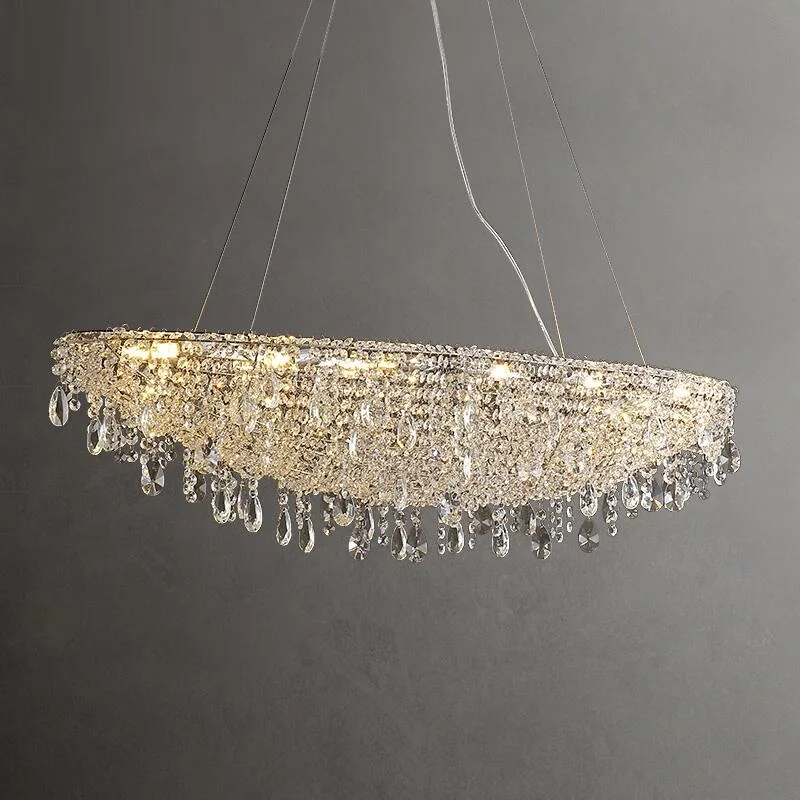 New crystal chandelier restaurant modern simple dining table rectangular decorative light 110v220v