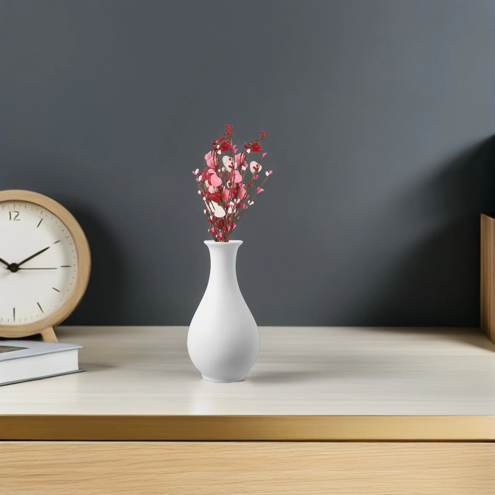 

6Pcs Valentine Artificial Heart Shaped Berry Branches Faux Stems Vase Decoration Romantic Party Festival Picks