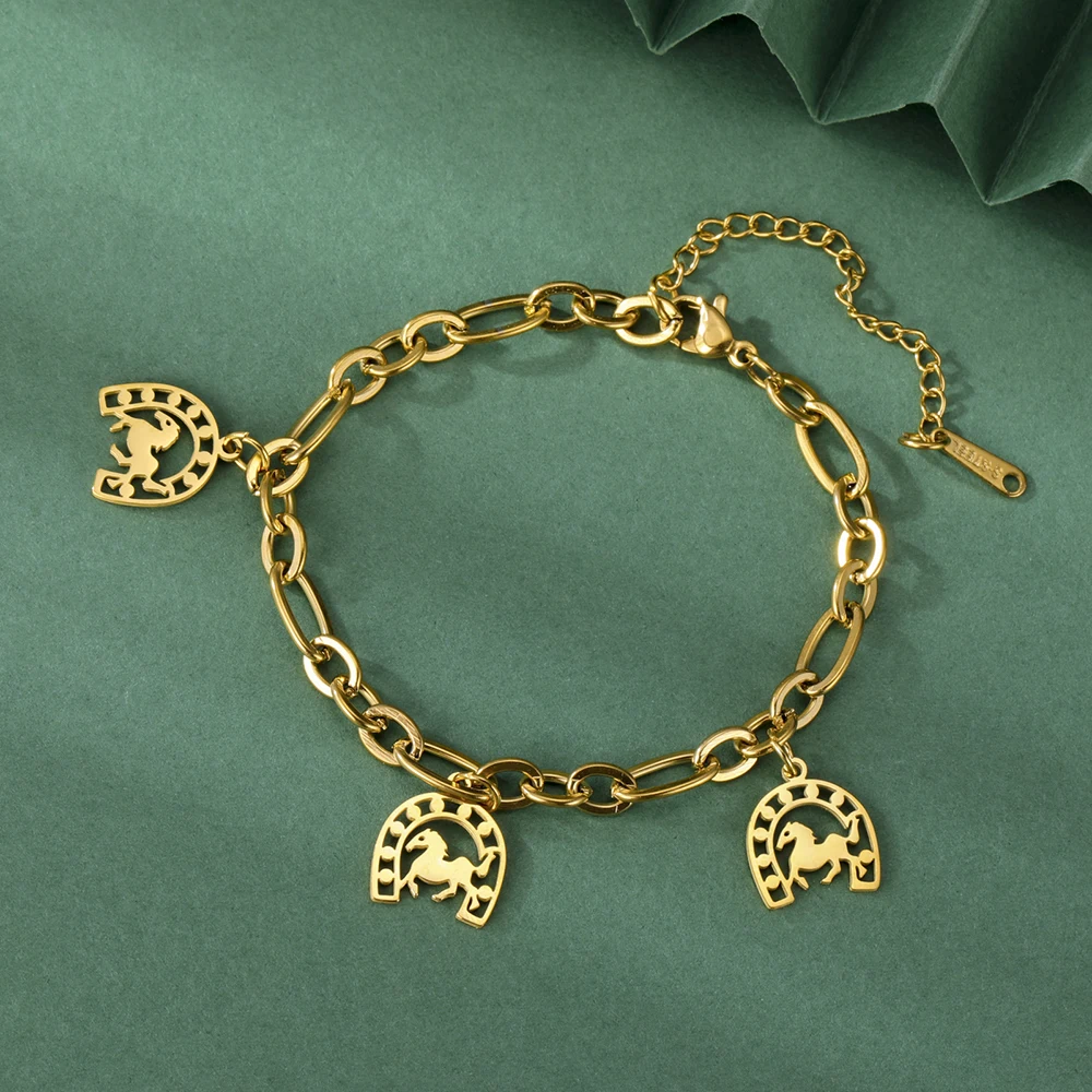 Dawapara Pulsera de herradura de la suerte, pulsera con dije de herradura de acero inoxidable para hombres y mujeres, regalos ecuestres para amantes de los caballos