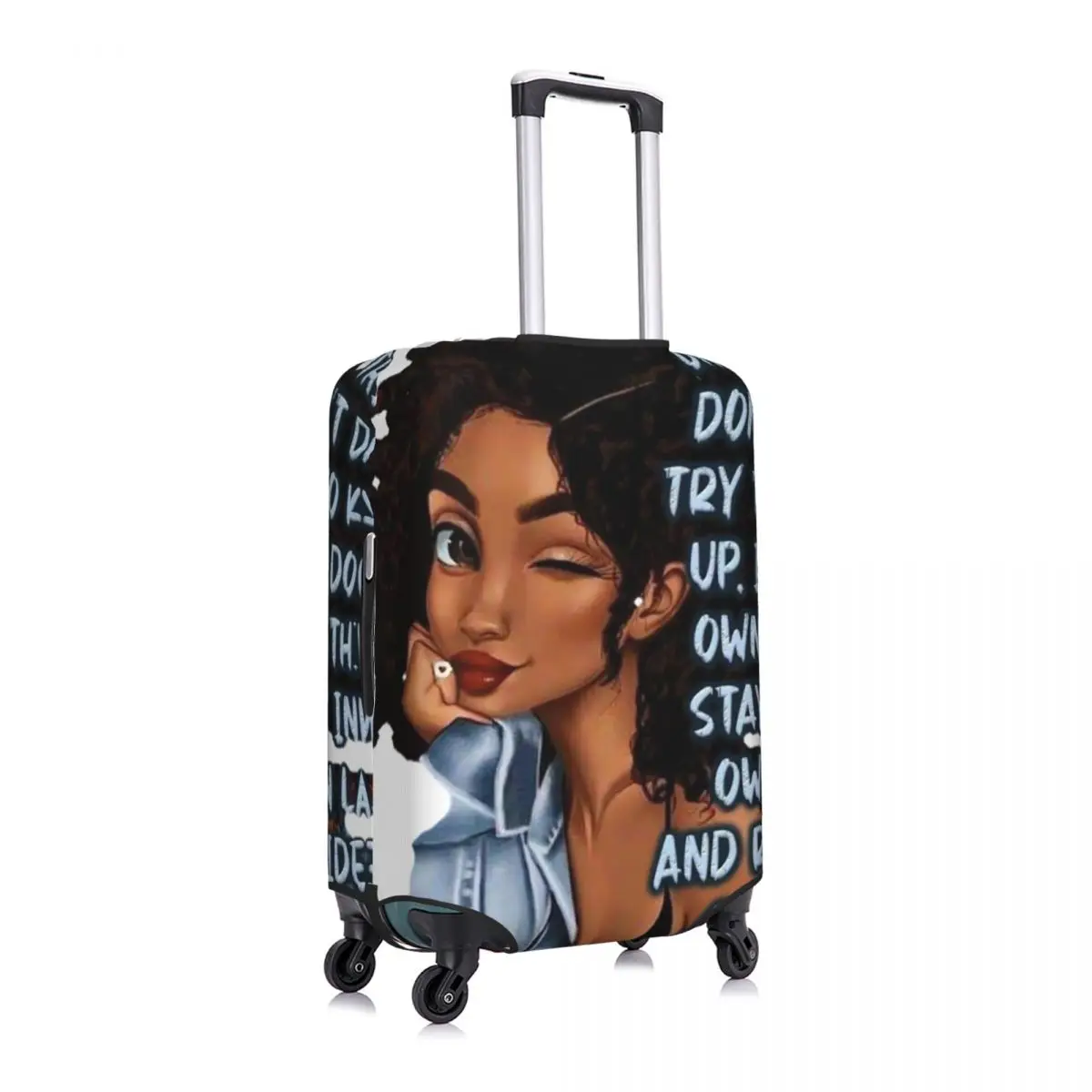 Cartoon Ladies Suitcase Cover Afro Woman Cruise Trip Holiday Fun Luggage Supplies Protection