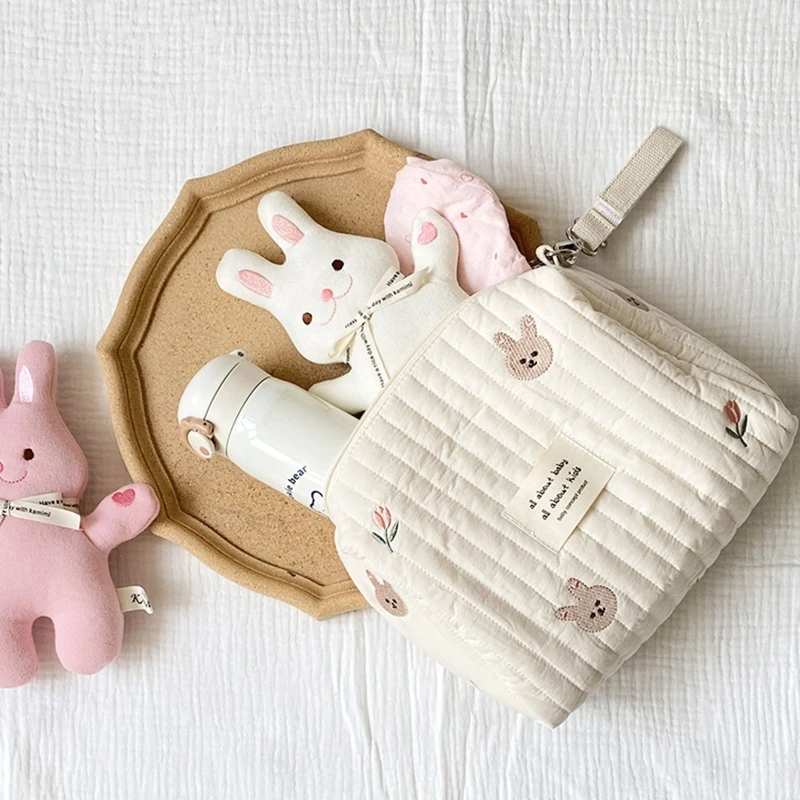 Cute Bear Embroidery Nappy Travel Stroller Storage Bags Mommy Newborn Baby Diaper Bag Makeup Pouch for Women