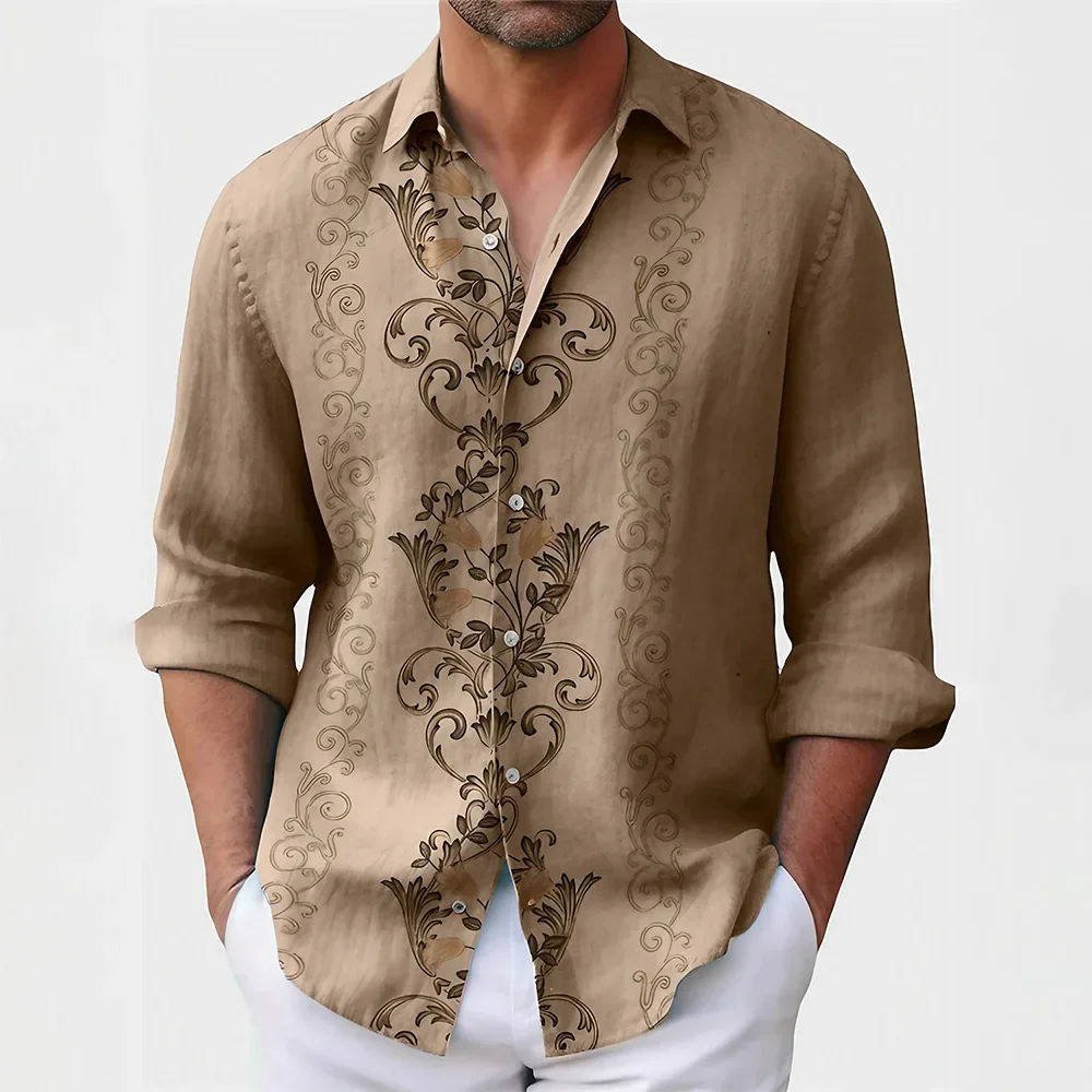 

Men's Shirt Yellowstone Western Denim Shirt Elegant aristocratic vintage men lapel button top Stylish casual long-sleeved shirt