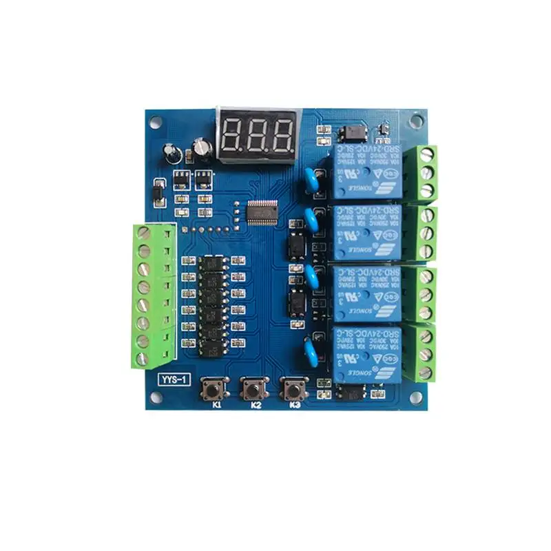 Multiway programmable signal trigger delay relay module four-way switch control PLC circuit board 24V