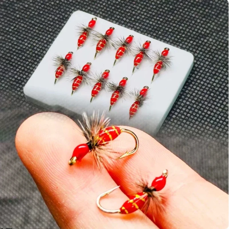 Anzuelos de pesca de imitación de pluma de hormiga, micro señuelo de imitación para cebo de plata, pez pequeño, tilapia, pez culter, carpa de hierba, pesca