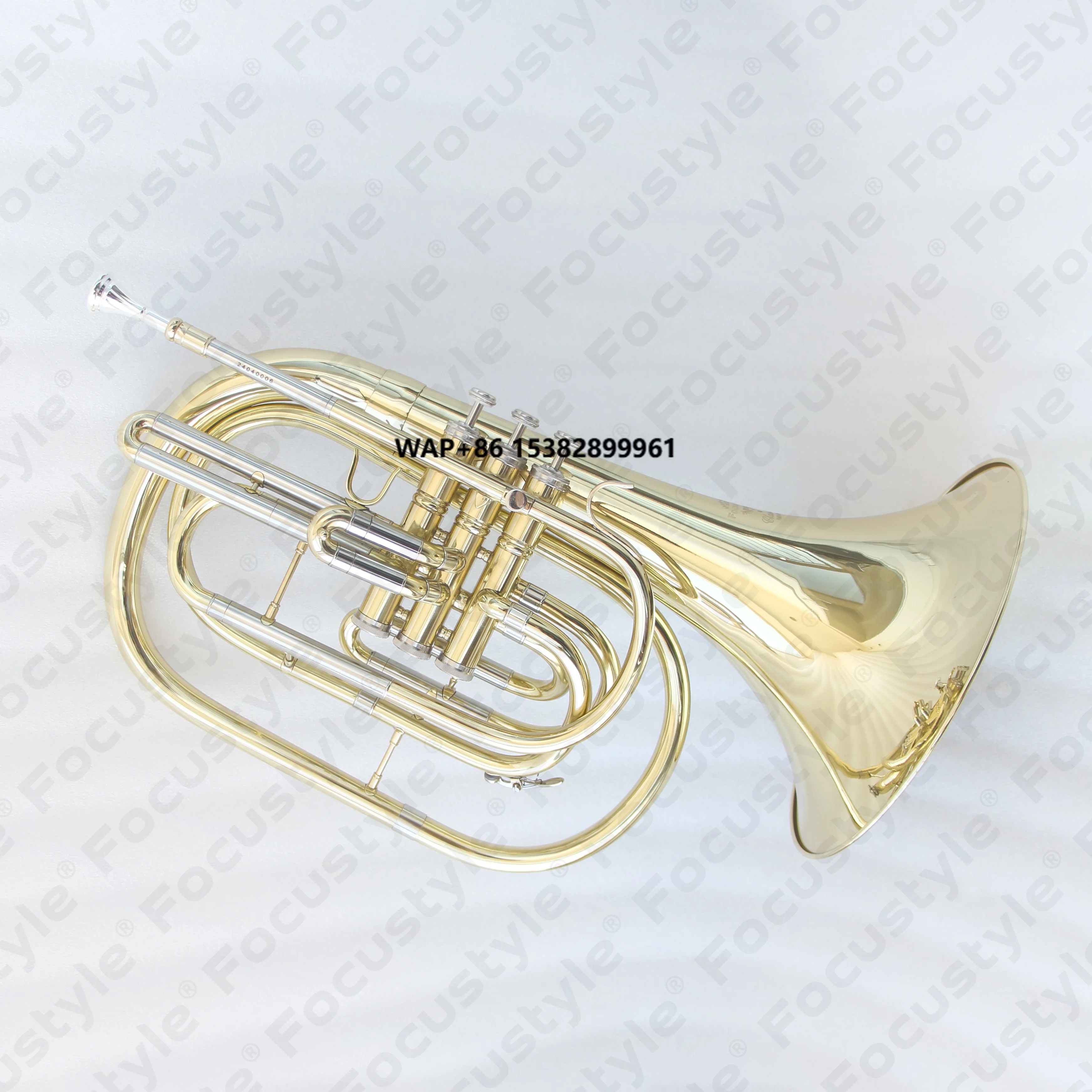 

High Grade French Horn Marching Brass Gold Lacquer Marching French Horn for Sale China Marching French Horn