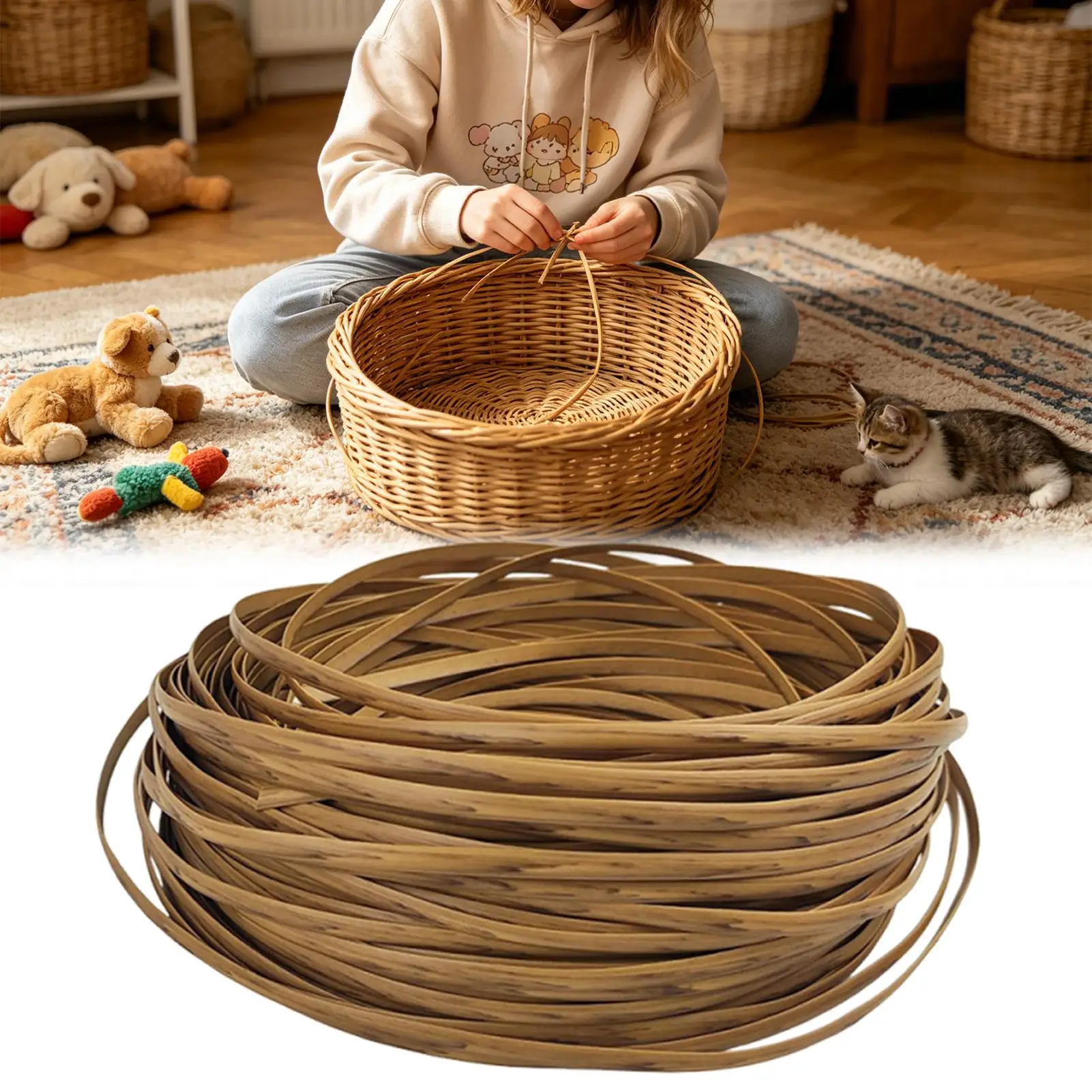 Waterproof Wicker Furniture Repair Kit UV Protection Replacement 120Ft Wicker Chair Strips Rattan Roll for Basket Sofa Table