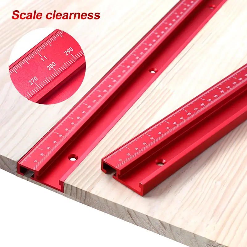 T-Track 45Model Chute with Scale Alloy T-tracks Slot Miter Track 30cm 40cm 50cm Woodworking Saw Table Workbench DIY Tools