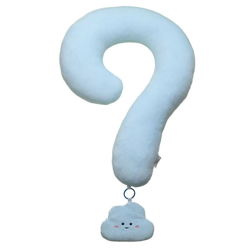 Cartoon Travel Neck Pillow, Creative Question Mark Pillow for Office Nap, Portable Airplane Pillow with Storage Bag