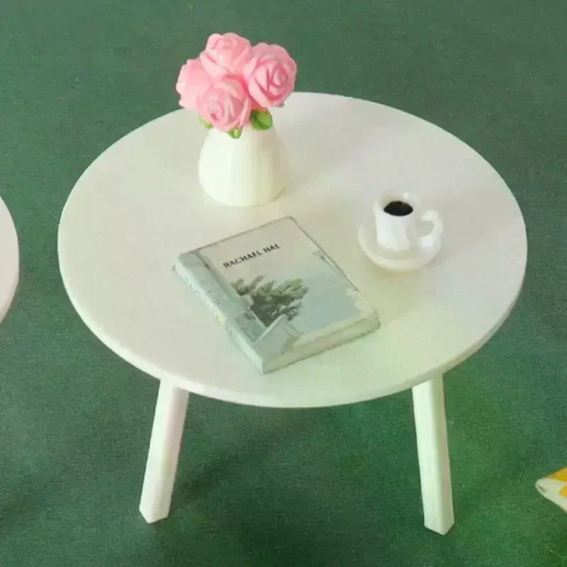 1 pezzo di casa delle bambole in miniatura tavolo rotondo bianco modello simulazione mobili decorazione accessori fai da te giocattoli