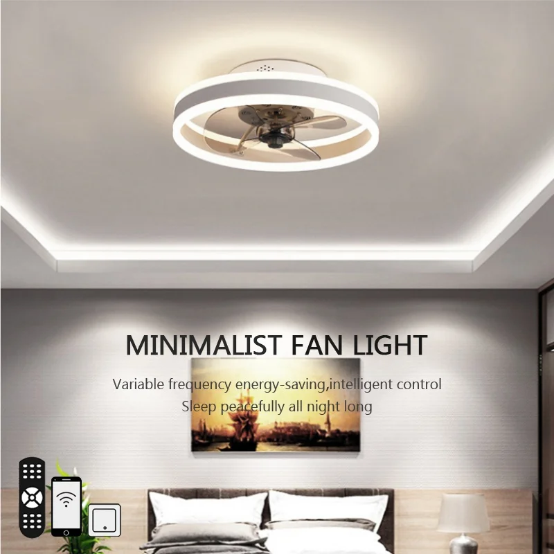 

LED Circular Ceiling Fan Light Smart APP Remote Dimming Silent 6-speed Electric Fan Bedroom Living Dining Room Home Fans Light