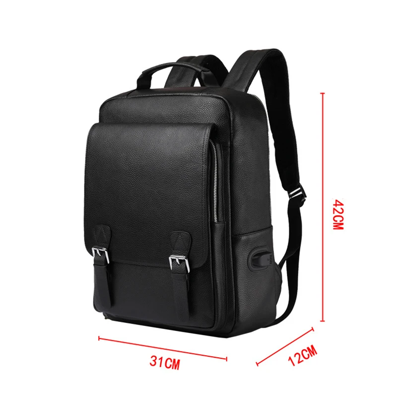 Mochila de moda para hombre, mochila USB de moda de cuero genuino para hombre, mochila de viaje grande, bolsas para ordenador portátil de 15,6 pulgadas, mochilas escolares coreanas