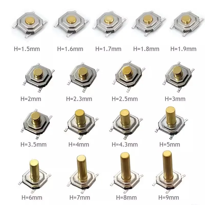 4X4X1.5 4Pin Tact Push Button Micro Switch 4*4*3 Side Press Momentary Switch 4*4*2 Tactile Tact Switch
