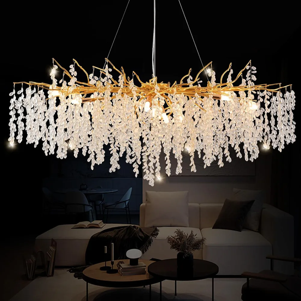 Luxury Crystal Ceiling Chandelier Lighting for Dining Room Living Room Bedroom Tree Branch Suspension Crystal Chandeliers