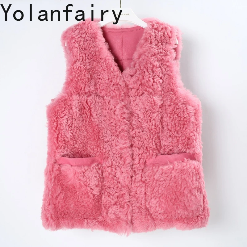 Real Fur Coat Womens Clothing New Fashion Natural Lamb Fur Vest for Women 2024 Autumn Winter Sleeveless Fur Jacket Veste Femme