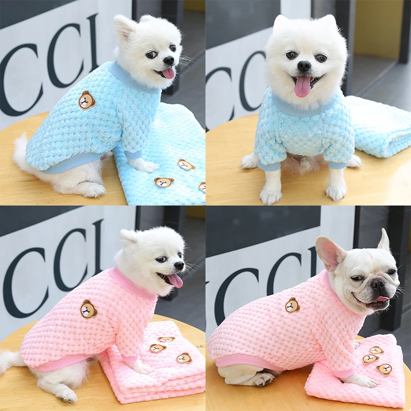 Winter Warm Fleece Pet Dog Clothes Soft Comfortable Puppy Cats Pullover French-Bulldog Bichon Clothing Small Mid Dogs Jacket