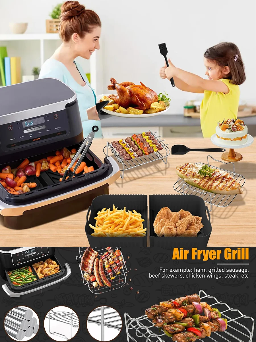 Kit d'accessoires pour friteuse à air Ninja Foodi10.4L AF500EU/double Zone comprend un moule en silicone/grille/ustensiles