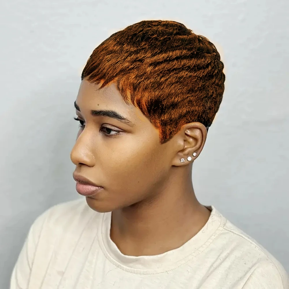 Parrucca piena da 6 pollici fatta a macchina per capelli umani 99J Parrucche anteriori in pizzo con taglio pixie Capelli umani