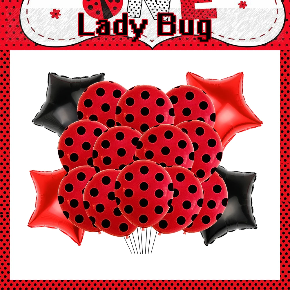 Ladybug Black Red Polka Dots Ballon Sets Party Supplies Girls Wedding Birthday Gift Welcome Baby Party Decoration Helium Globos