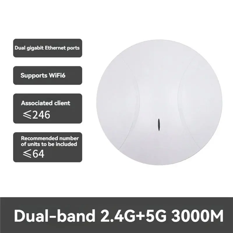 AX3000M Wifi6 Ceiling Access Point POE Powered Gigabit RJ45 Wireless Indoor AP Router 2.4Ghz& 5Ghz Dual Band Wifi Repeater