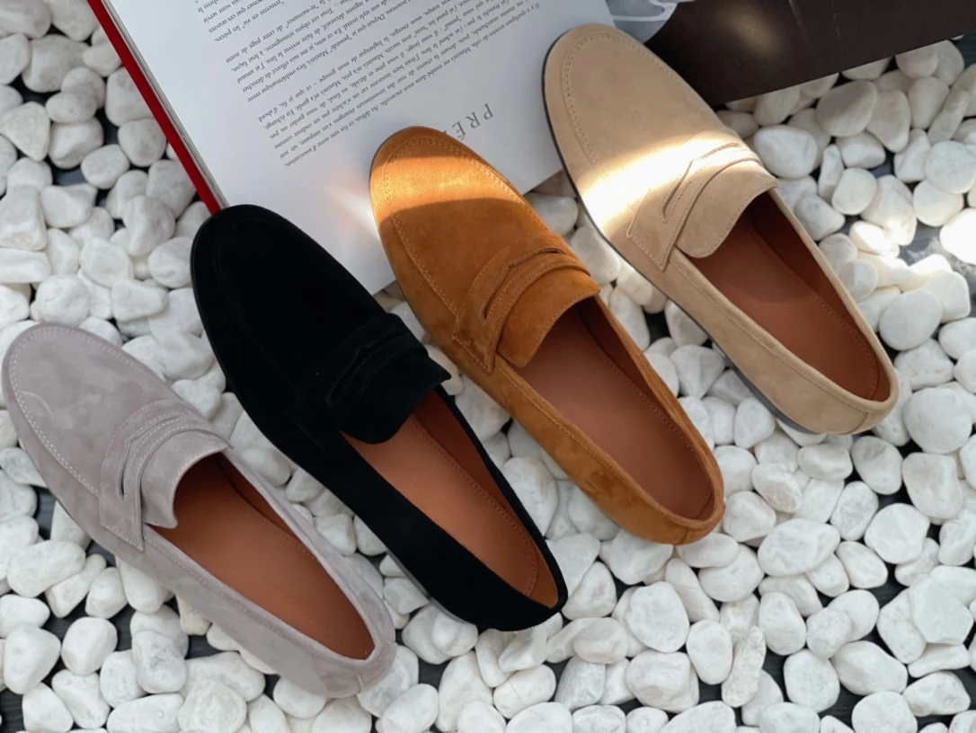 Brown Women Shoes Sheep Suede Loafers