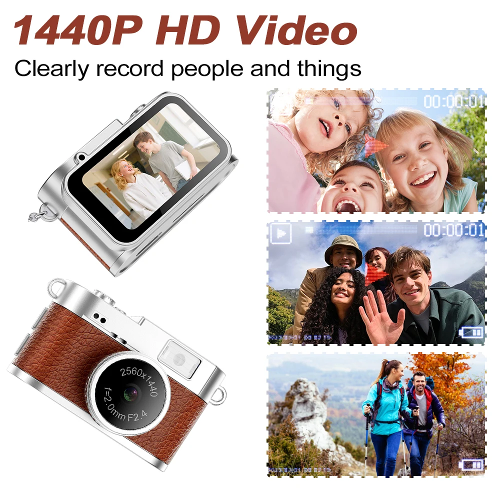 2025 New Thumb Pocket 2K Digital Camera HD Retro Mini Camera Portable Keychain Camera Outdoor Travel Photo Recorder Gift S160