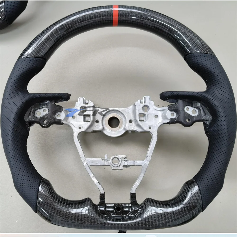

For Camry/Corolla/Asian Lion 2018 2019 2020 2021 2022 2023 Steering Wheel Carbon Fiber Black Leather Red Ring