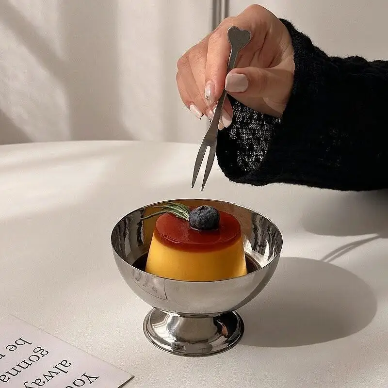Reusable High Foot Goblet Rustless Steel Thickened Pudding Cup Polished Dessert Cup Cold Snack Holding