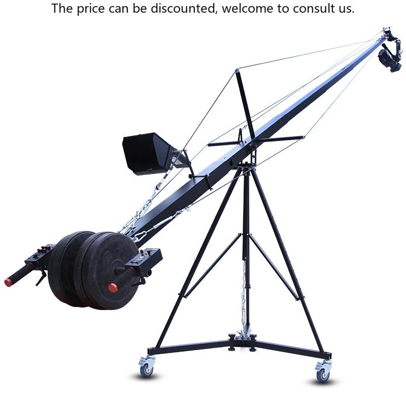 Jianmei SFs-4m/6m/8m braço telescópico câmera jib guindaste com cabeça pan-tilt de dois eixos compatibilidade para filmes e transmissão ao vivo