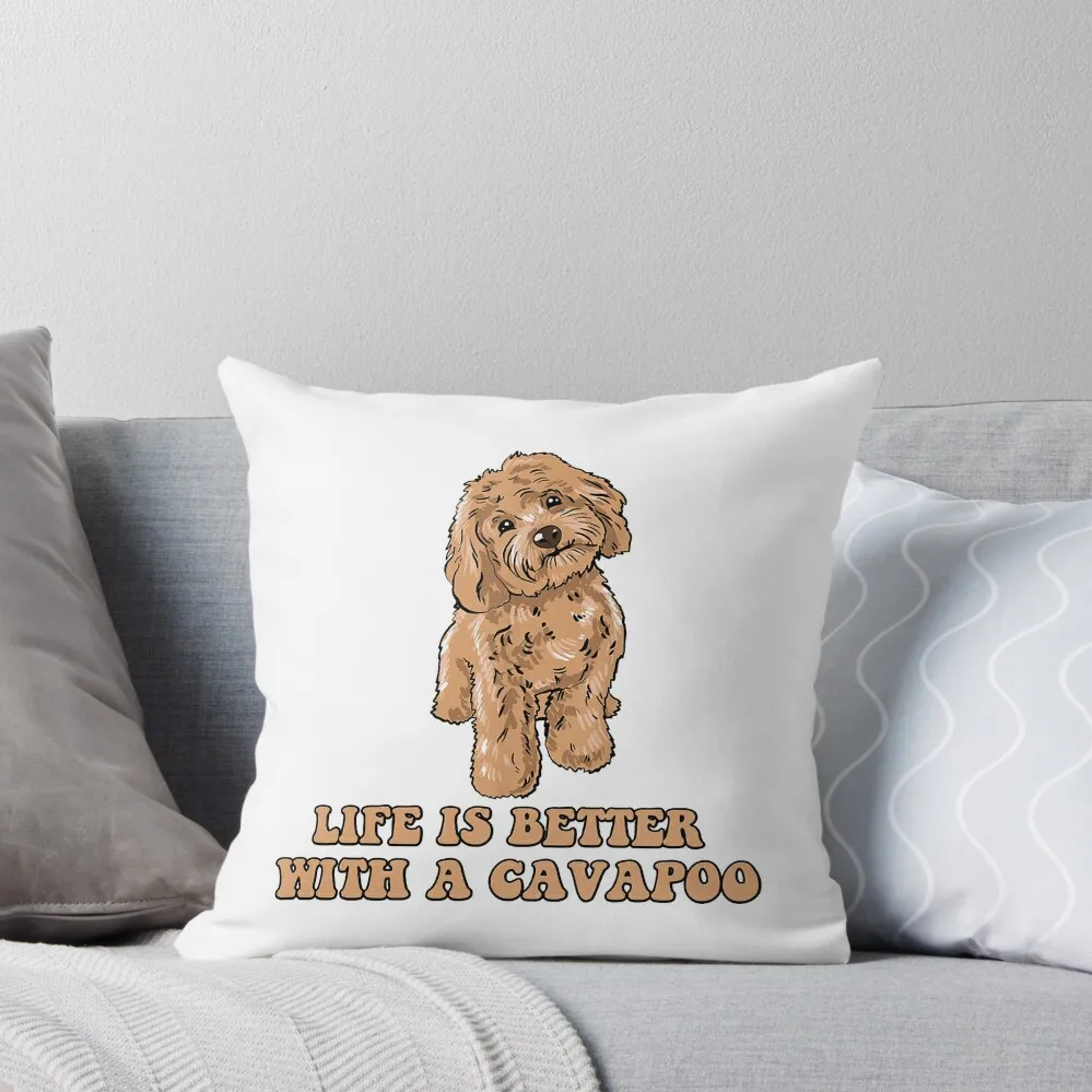 

Life Is Better With A Cavapoo - Cockapoo Lover Dog Throw Pillow Decorative Cushion Cushions Christmas Pillows pillow