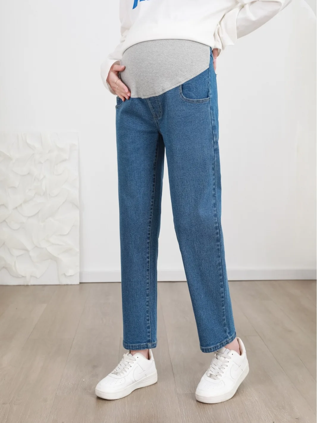 

Spring Autumn Maternity Belly Pant Pregnant Women Elastic High Waist Belly Support Pant Denim Jeans Trouser Pregnancy Clothing