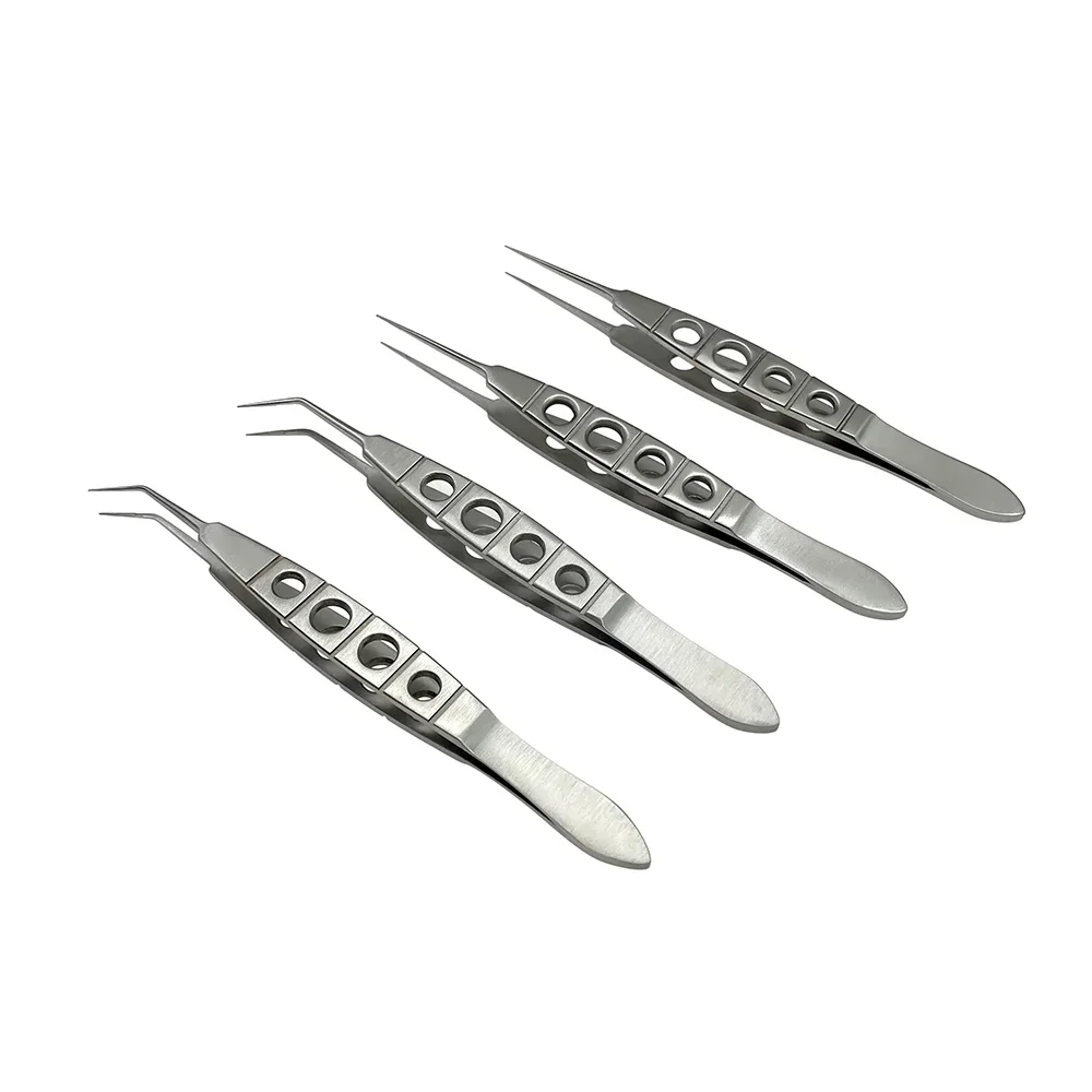 108mm Teethed Ophthalmic Forceps Stainless Steel Straight /Angled Tying Forceps Ophthalmic Instrument 1pc