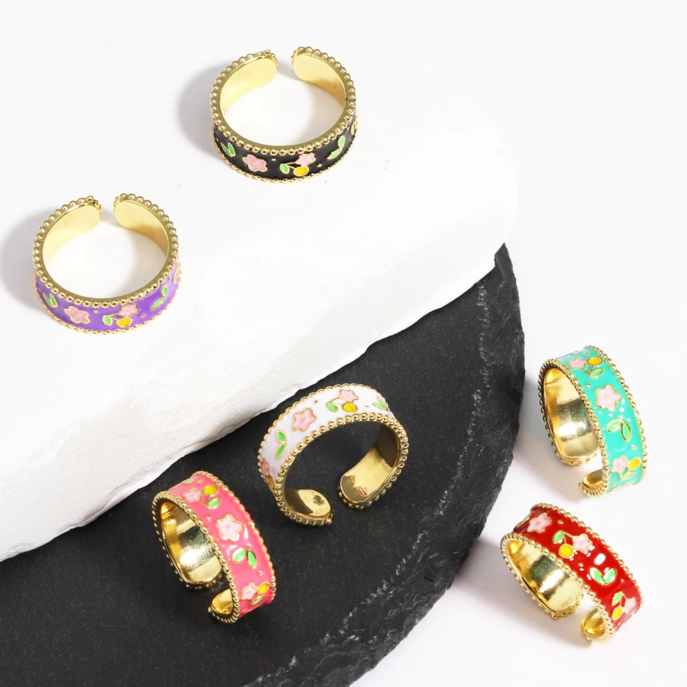 1PCS Armband Edelstahl Emaille Kirsche Form Manschette Armband Armreif Heißer Stil Exquisite Schmuck Geschenk Unterstützung CSV