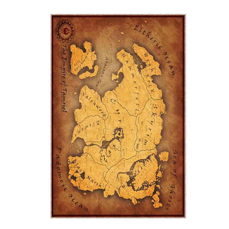 The Empire of Tamriel Retro Map Rugs Fantastic Rug Popular Rug Magic Rug Retro World Map Rug Geography Themed Carpet Co Ol Rug