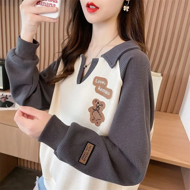 Top stile coreano pigro da donna primavera autunno nuovo design ampio versatile