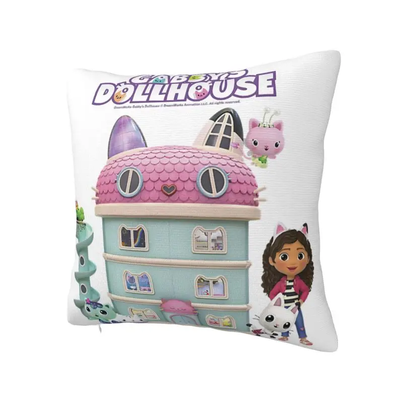 Custom  G-Gabbys Dollhouse Group Logo Square Pillow Cover Home Decor 3D Double Side Printed Gabby Mermaid Cushion Cover for Sofa