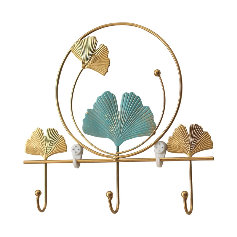 Nordic Style Golden Leaf Hook Key Storage Holder Rack Wall Hook Coat Hat Scarf Hanging Hook Home Decor