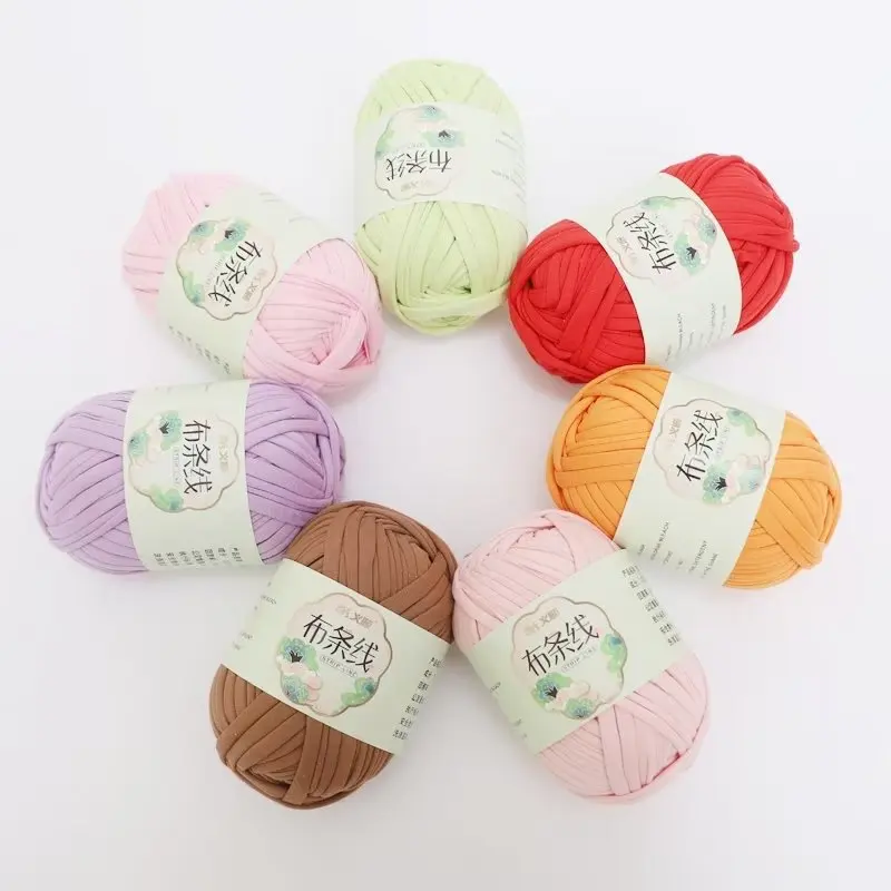 D&D 100g/Ball Fabric Cloth Yarn T-Shirt Yarn for Crochet Knitting Soild Color Yarn Hand DIY Art Basket Bag Projects