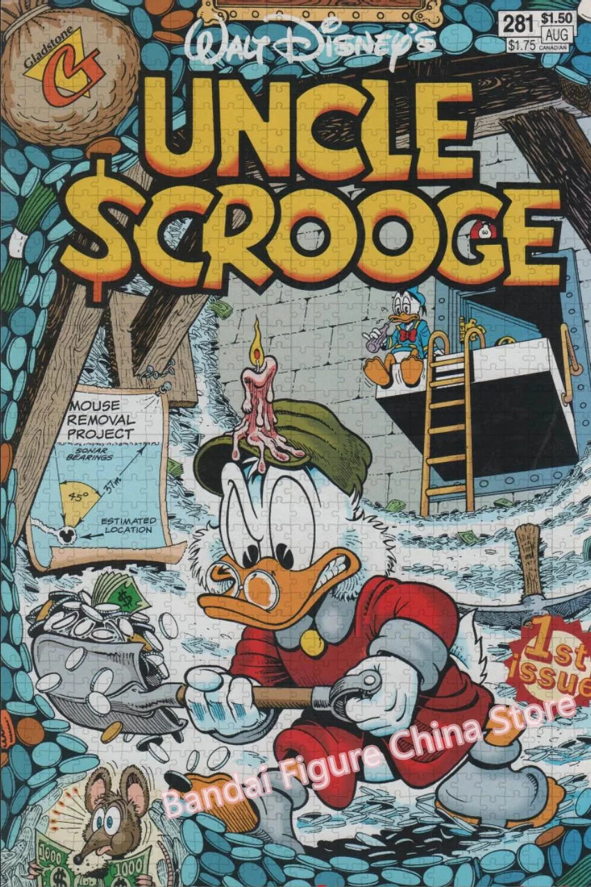 Uncle Scrooge Cartoon 35/300/500/1000 Pieces Jigsaw Puzzle Disney Uncle Duck Anime Print Puzzle for Adult Kids Game Toys Gifts