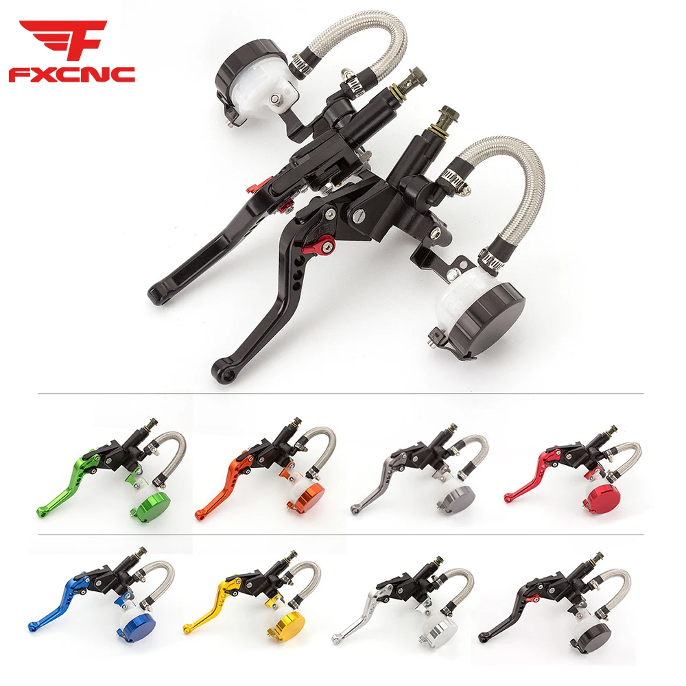 Black Adjustable Universal Motorcycle Hydraulic Clutch Brake Pump Master Cylinder Set For 7/8'' Handlebar 125cc - 600cc Racing