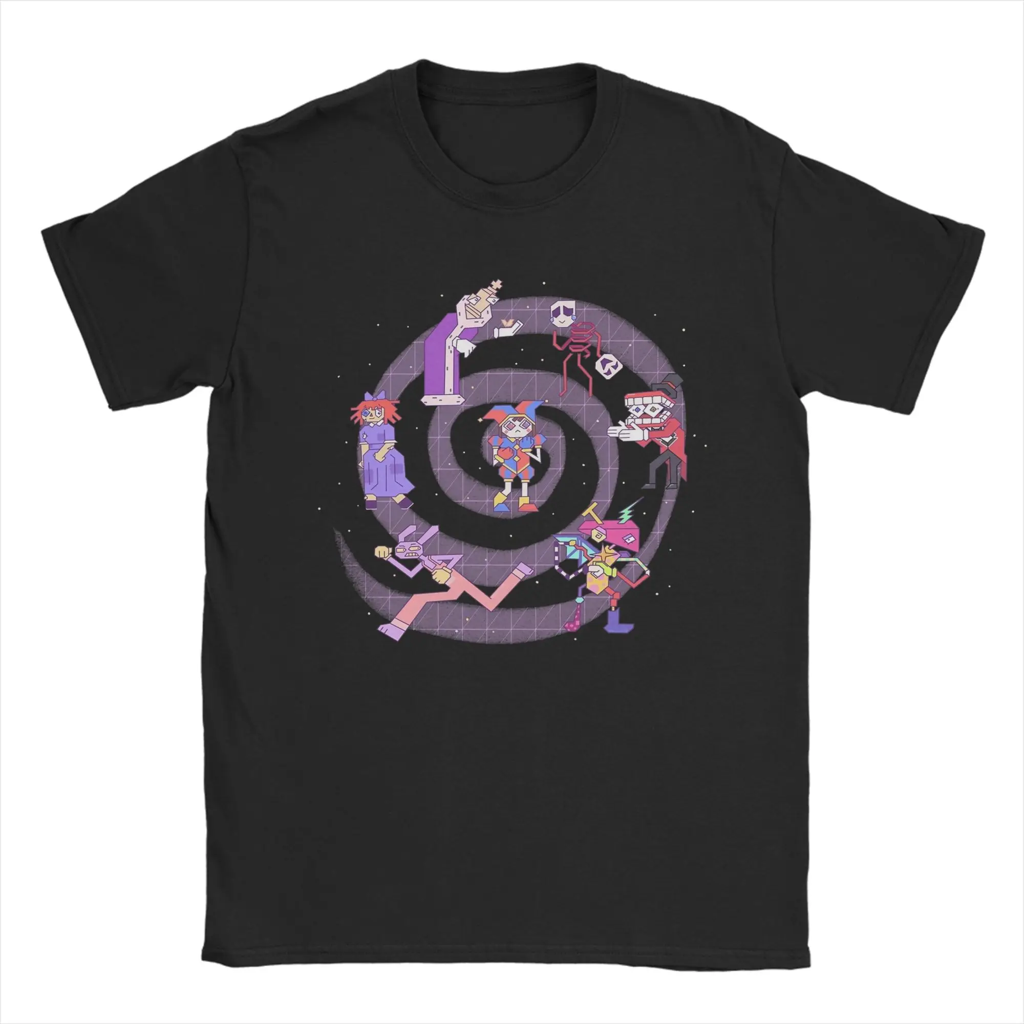 Cartoon Digitals Circus Pomni Jax Kinger T Shirts for Men Pure Cotton Crazy T-Shirt Crew Neck Tees Short Sleeve Clothing
