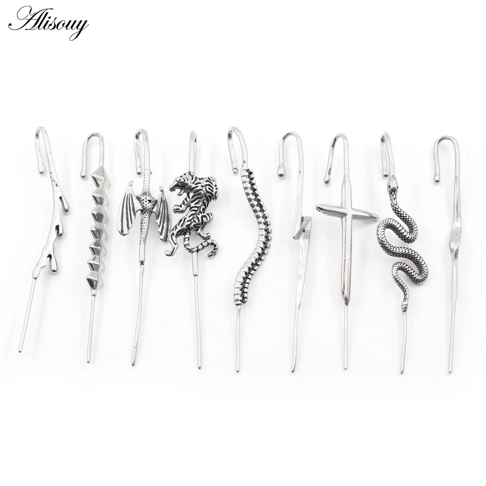 1PC Stainless Steel Casting Snake Tiger Cross Ear Hook Septum Daith Ear Captive Tragus Cartilage Helix Earring Piercing Jewelry