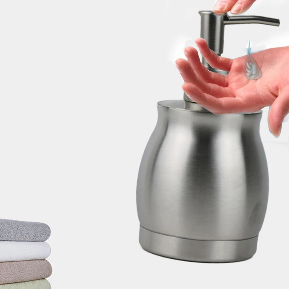 

390Ml Stainless Steel Liquid Soap Dispenser Manual Container Bathroom Shampoo Lotion Waterproof Non-Slip Acid Alkali