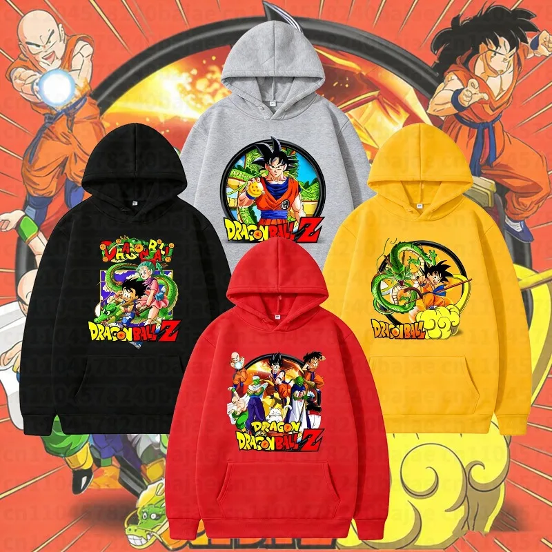 Sudaderas con capucha gruesas de Dragon Ball para niños, sudadera de algodón con diseño de Goku, sudadera con capucha para niños y niñas, ropa con estampado de dibujos animados, regalo para niños