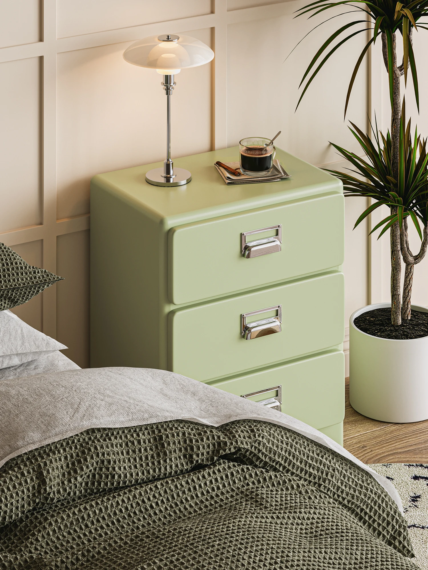 Solid wood simple cream bedside table small household bedroom high-end bedside table