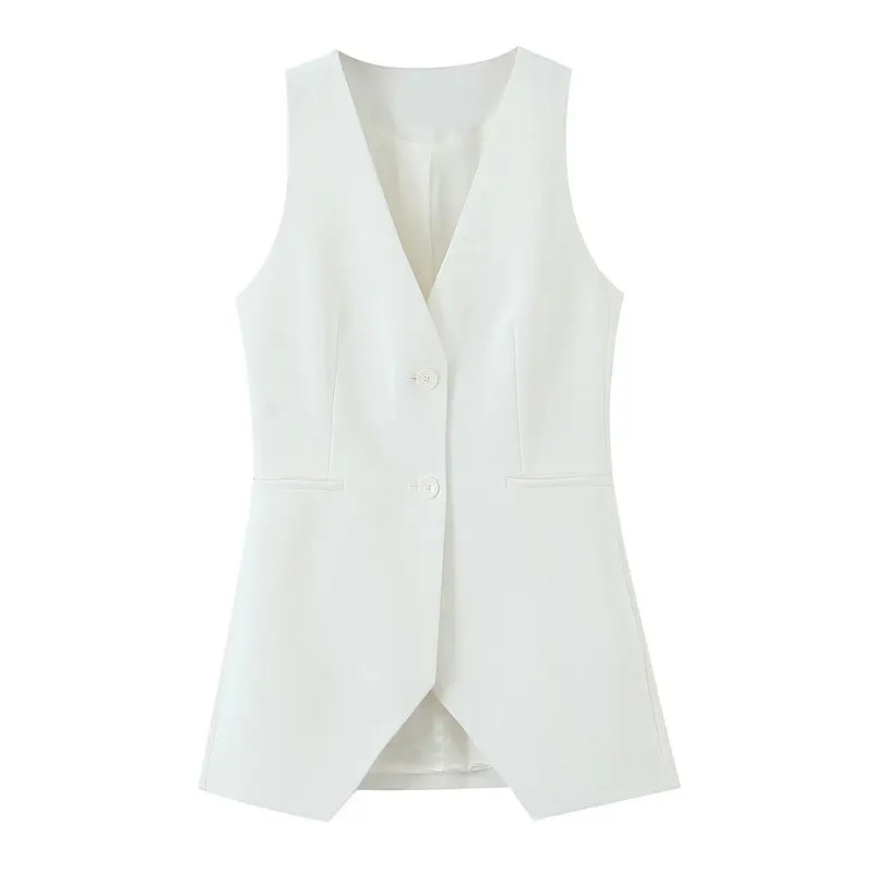 슬림핏 조끼 하이웨이스트 팬츠 민소매 브이넥 신상 가을 여성 패션 세트 3피스 롱 팬츠 버튼 스타일