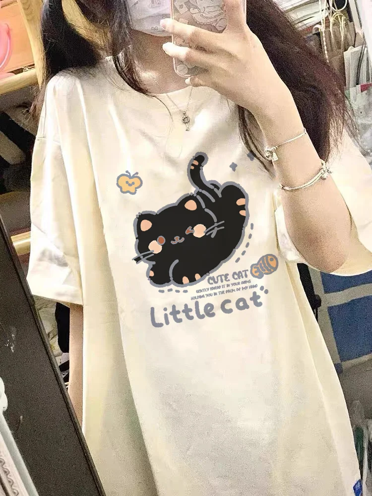 반팔 티셔츠 여성 레트로 한국 미적 캐주얼 루즈핏 편안한 그래픽 통기성 데일리 streetwear 패션