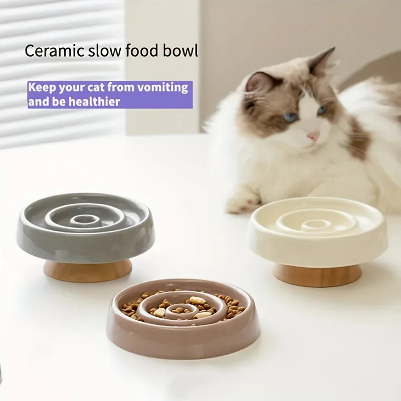 Ciotola in ceramica per mangiatoia lenta per animali domestici - Design anti-Gadping, piatto per alimenti puzzle adatto per cani e gatti