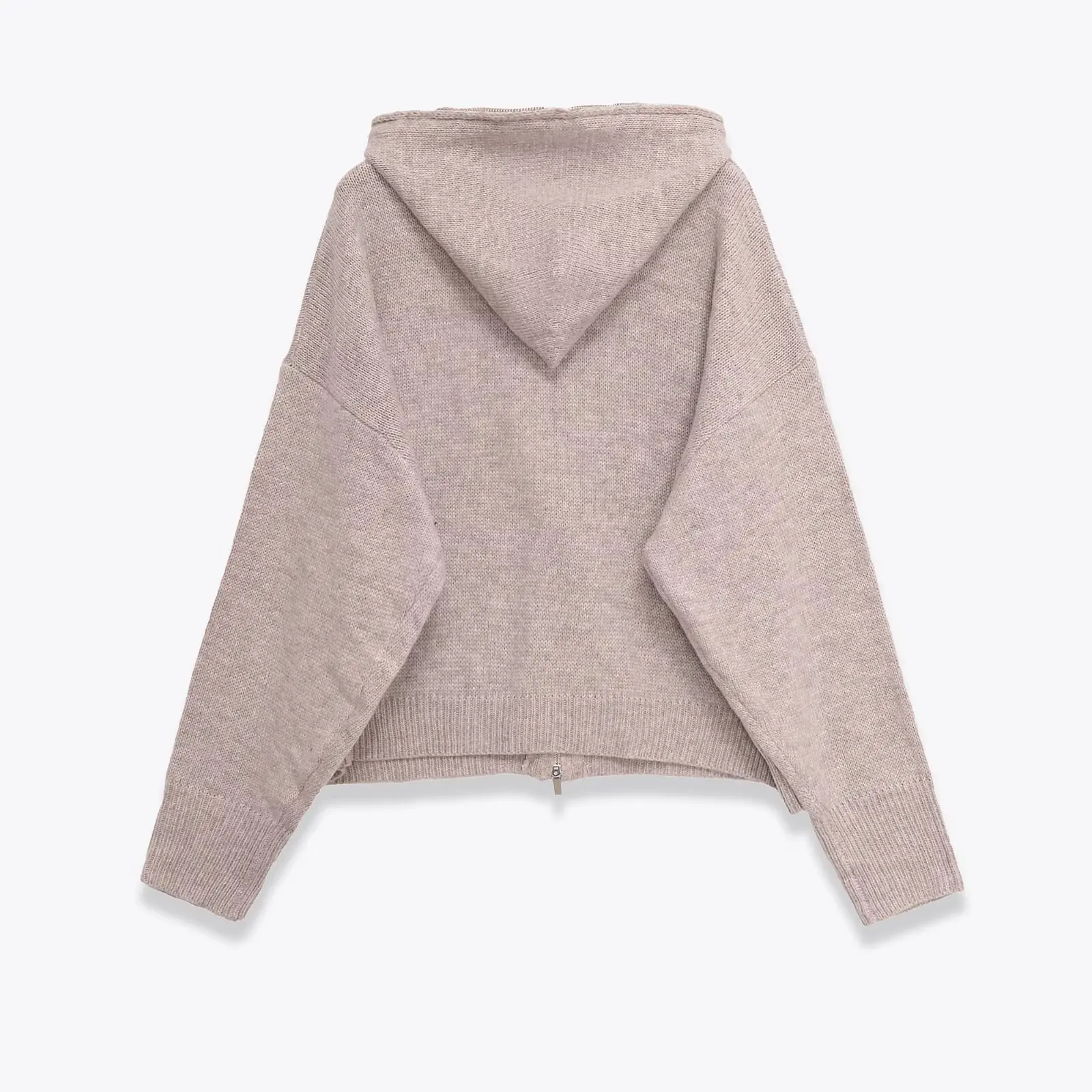 JNLEAOG Faionable Woolen Hooded Jaet Damen Street Sle Long Sve Reißverschluss Farbe Herbst Wintermantel