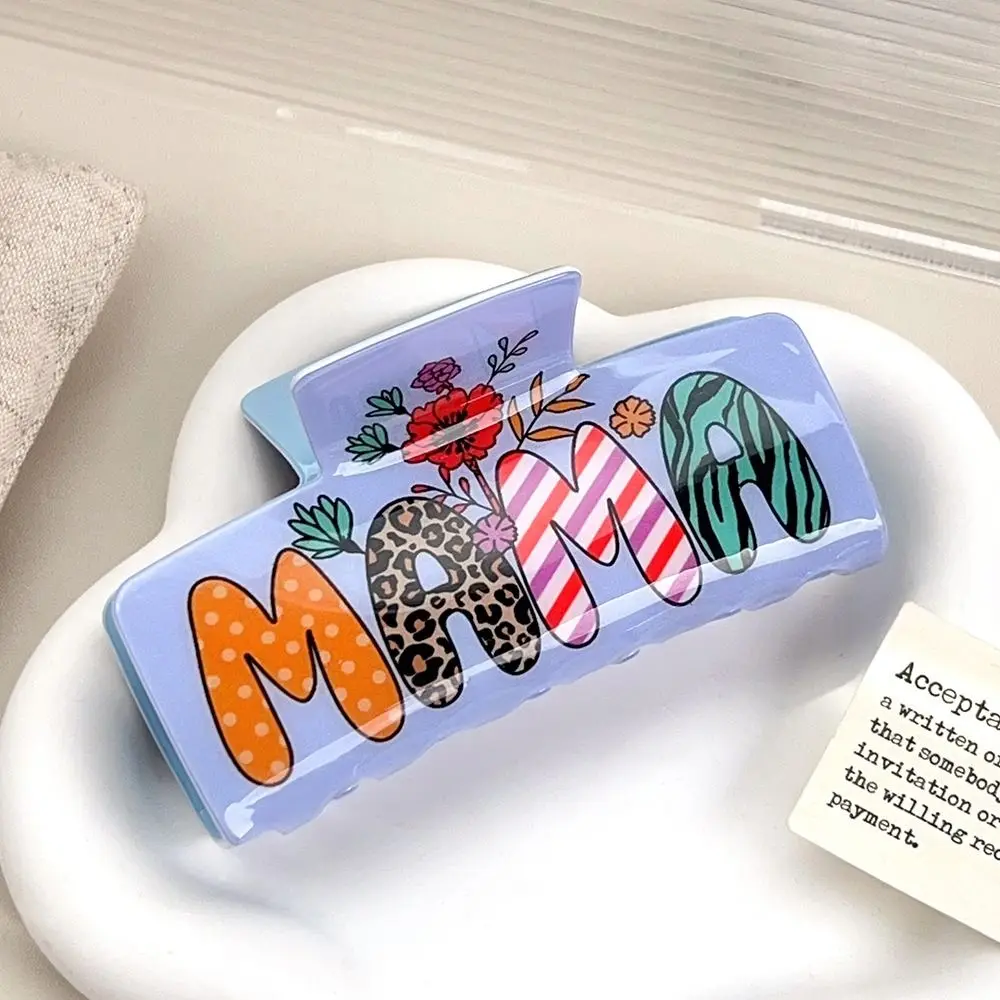 

Милый квадратный коготь для волос MaMa в стиле ретро с принтом флоры, уксусная кислота, зажим в виде акулы, зажим для хвоста, красочная геометрия, коготь для волос на каждый день