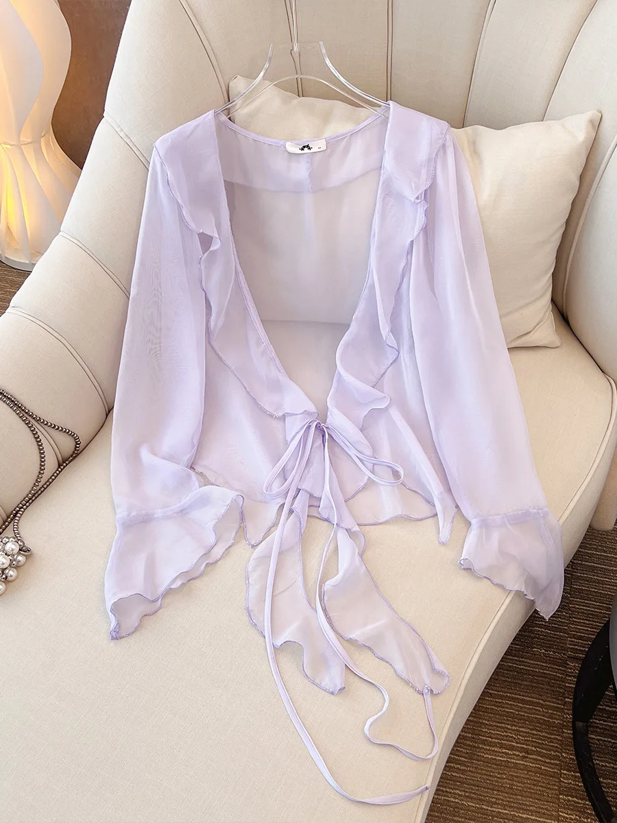 150Kg Plus Size Women's Bust 132-160 Summer Loose Butterfly Printed Camisole Dress With Cardigan Set Purple 5XL 6XL 7XL 8XL 9XL